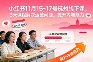 小红书11月15-17号杭州线下课，3天课程解决运营问题，提升内卷能力【音频+PPT图片】-一起网赚吧