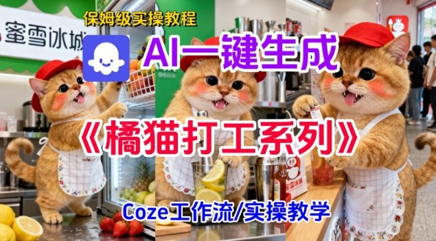 Coze扣子工作流一键生成胖橘猫打工短视频，保姆级实操搭建教学-一起网赚吧