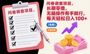问卷调查项目，长期零撸，无脑操作有手就行，每天轻松日入100+【揭秘】-一起网赚吧