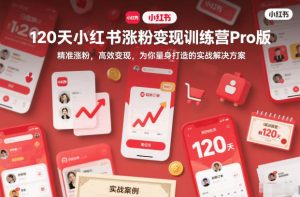 120天小红书涨粉变现训练营Pro版，​精准涨粉，高效变现​，为你量身打造的实战解决方案-一起网赚吧