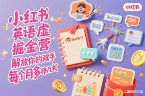 小红书英语虚拟资料掘金营，纯AI操作，解放你的双手，每个月多挣几K-一起网赚吧