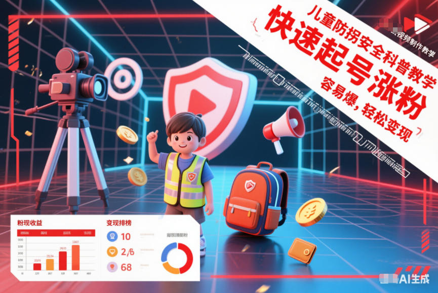 儿童防拐安全科普知识视频制作教学，快速起号涨粉，容易爆，轻松变现-一起网赚吧
