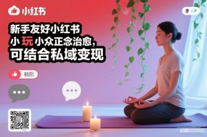 新手友好小红书小众正念治愈，玩法简单，可结合私域变现-一起网赚吧