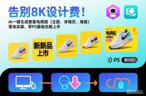 告别8K设计费！AI一键生成整套电商图（主图、详情页、海报）落地实操，零PS基础也能上手-一起网赚吧