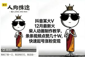 抖音某大V12月最新火柴人动画制作教学，条条视频点赞几十W，快速起号涨粉变现-一起网赚吧