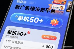 看广告賺米新平台，收益高，单机50+，推广收益更高，3天賺了1.4k【揭秘】-一起网赚吧