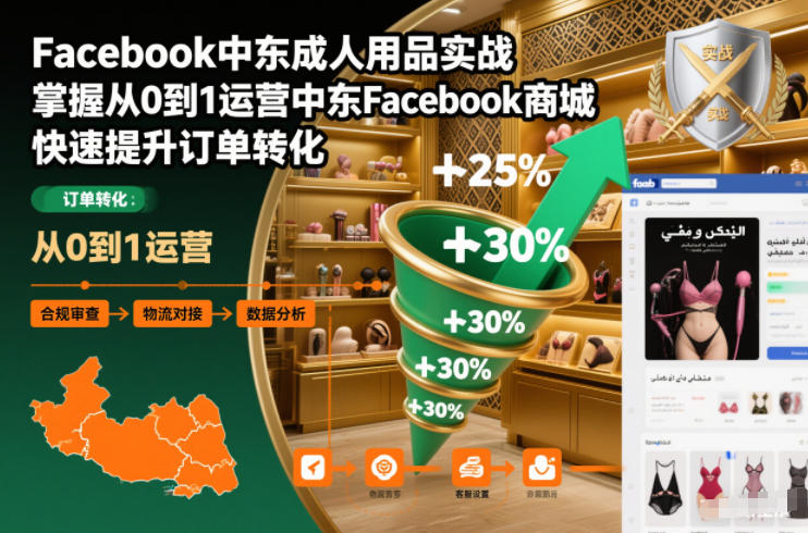 Facebook中东成人用品实战，掌握从0到1运营中东Facebook商城，快速提升订单转化-一起网赚吧