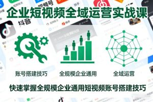 企业短视频全域运营实战课,快速掌握全规模企业通用短视频账号搭建技巧-一起网赚吧