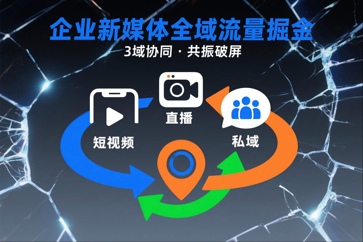 短视频全域商业模式，企业新媒体全域流量掘金，3域协同，共振破屏，短视频-直播-私域-地域-一起网赚吧