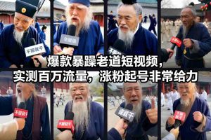 爆款暴躁老道短视频，实测百万流量，涨粉起号非常给力-一起网赚吧