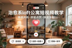 治愈系loft公寓短视频制作教学，情感共鸣引停留点赞关注，快速起号涨粉-一起网赚吧