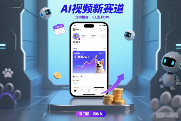 AI视频新赛道，宠物播客仅注册5天涨粉2W，收益非常可观-一起网赚吧