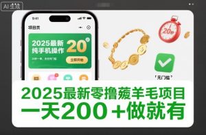 2025最新零撸薅羊毛项目，纯手机操作，20秒一单，无任何门槛，一天200+做就有【揭秘】-一起网赚吧