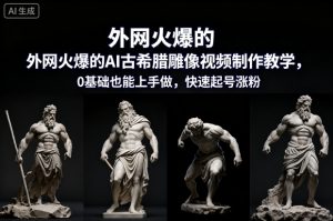 外网火爆的AI古希腊雕像视频制作教学，0基础也能上手做，快速起号涨粉-一起网赚吧