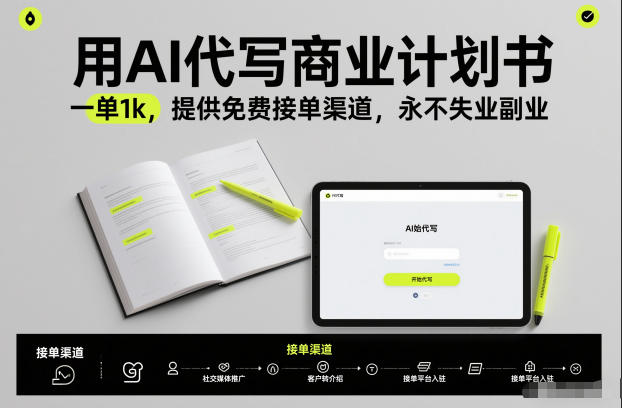 用AI代写商业计划书，一单1k，提供免费接单渠道，永不失业副业-一起网赚吧