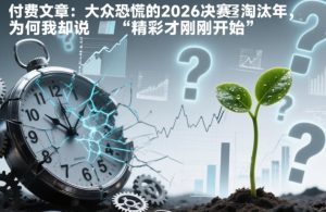 付费文章:大众恐慌的2026决赛淘汰年,为何我却说“精彩才刚刚开始”?-一起网赚吧