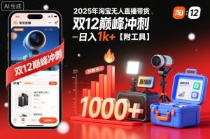 2025年淘宝无人直播带货，冲刺双12，日入1k+【附工具】【揭秘】-一起网赚吧