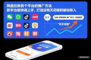 网盘拉新各个平台的推广方法，新手也能快速上手，打造没有天花板的被动收入-一起网赚吧