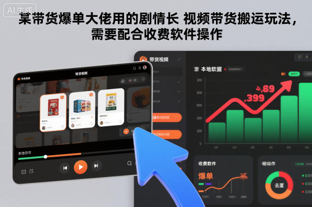 某带货爆单大佬用的剧情长视频带货搬运玩法，需要配合收费软件操作-一起网赚吧