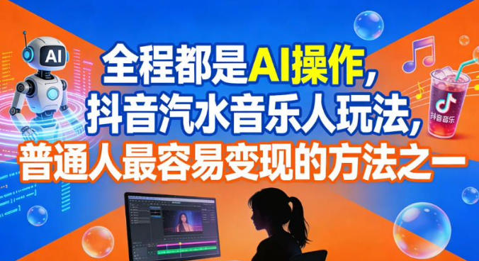 全程都是AI操作，抖音汽水音乐人玩法，普通人最容易变现的方法之一-一起网赚吧