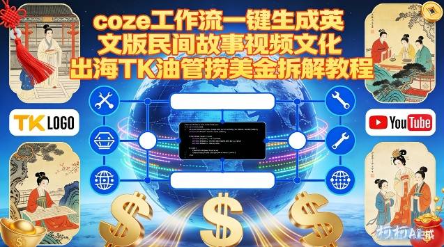 Coze扣子工作流一键生成英文版民间故事视频，文化出海TK油管捞美金拆解教程-一起网赚吧