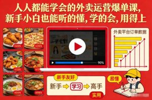 人人都能学会的外卖运营爆单课，新手小白也能听的懂，学的会，用得上-一起网赚吧