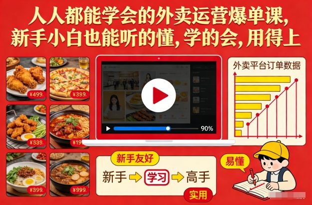 人人都能学会的外卖运营爆单课，新手小白也能听的懂，学的会，用得上-一起网赚吧