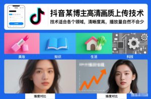 抖音某博主视频高清画质上传技术，技术适合各个领域，清晰度高，播放量自然不会少-一起网赚吧