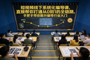 短视频线下系统化编导课，直接帮你打通从0到1的全链路，手把手带你敲开编导行业大门-一起网赚吧