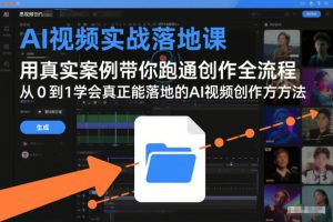AI视频实战落地课,用真实案例带你跑通创作全流程,从0到1学会真正能落地的AI视频创作方法-一起网赚吧