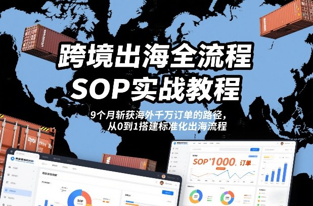 跨境出海全流程全盘托出SOP实战教程，9个月斩获海外千万订单的路径，从0到1搭建标准化出海流程-一起网赚吧
