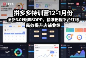 拼多多特训营12-1月份,全新3.01矩阵Sop,精准把握平台红利,高效提升店铺业绩-一起网赚吧