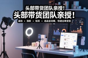 头部带货团队亲授！专业短视频实拍带货课：桌拍+涨粉+投流+选品全攻略，快速出单变现，月入2w+-一起网赚吧