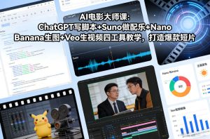 AI电影大师课：ChatGPT写脚本+Suno做配乐+Nano Banana生图+Veo生视频，打造爆款短片-一起网赚吧
