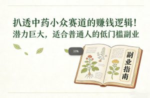 扒透中药小众赛道的賺米逻辑，潜力巨大，适合普通人的低门槛副业-一起网赚吧