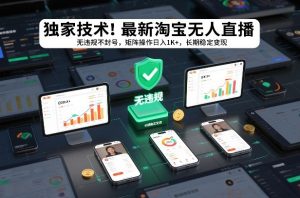 独家技术!最新淘宝无人直播:无违规不封号,矩阵操作日入1K+,长期稳定变现【揭秘】-一起网赚吧