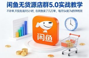 闲鱼无货源店群5.0实战教学,不补单,不投流,每天5小时,在闲鱼卖了几万单,每月5k到7k的净利润-一起网赚吧