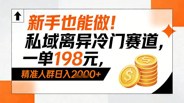 新手也能做！私域离异冷门赛道，一单198，精准人群日入1k+-一起网赚吧