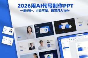2026用AI代写制作PPT，一单8张+，小白可做，最高月入1W+-一起网赚吧