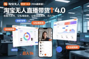 淘宝无人直播带货14.0(2026最新版):合规不封号,公私域结合,玩法超简单,日入1k+【揭秘】-一起网赚吧