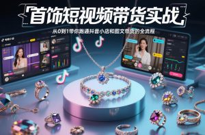 首饰短视频带货实战，从0到1带你跑通抖音小店和图文带货的全流程-一起网赚吧