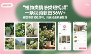 植物类情感类短视频，一条视频获赞36W+，橱窗带货轻松玩转，附保姆级拆解教程-一起网赚吧