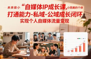 自媒体IP成长课，未来做小而美的个体，打通能力-私域-公域成长闭环，实现个人自媒体流量变现-一起网赚吧