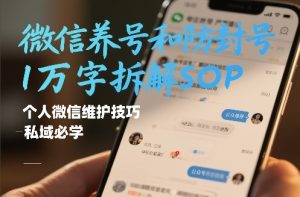 微信养号和防封号1万字拆解SOP，个人微信维护技巧，私域必学【文档】-一起网赚吧