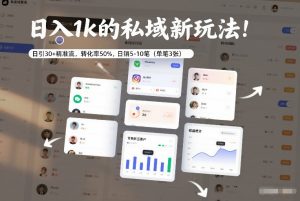 日入1k的私域新玩法:日引30+精准流,转化率50%,日销5-10笔(单笔3张)-一起网赚吧