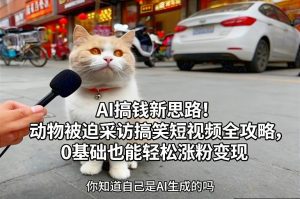 AI搞钱新思路！动物被迫采访搞笑短视频全攻略，0基础也能轻松涨粉变现-一起网赚吧