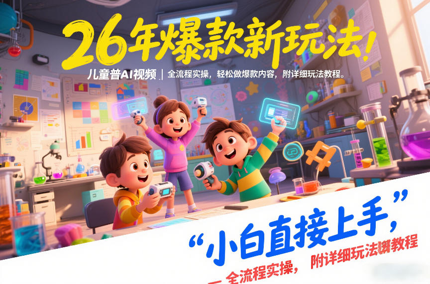 26年爆款新玩法，儿童科普AI视频，全流程实操，轻松做爆款内容，小白直接上手，附详细玩法教程-一起网赚吧