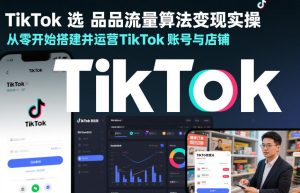 TikTok选品流量算法变现实操，从零开始搭建并运营TikTok账号与店铺-一起网赚吧