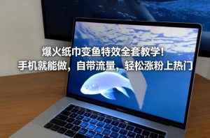 爆火纸巾变鱼特效全套教学！手机就能做，自带流量，轻松涨粉上热门-一起网赚吧