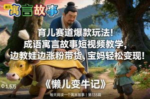育儿赛道爆款玩法！成语寓言故事短视频教学，边教娃边涨粉带货，宝妈轻松变现！-一起网赚吧
